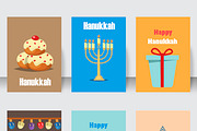Hanukkah jewish holiday cards set