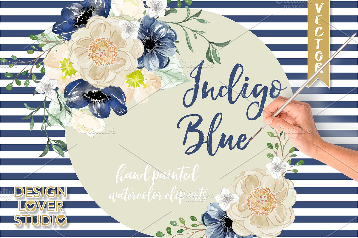 Watercolor Indigo Blue clip arts in Illustrations - product preview 8