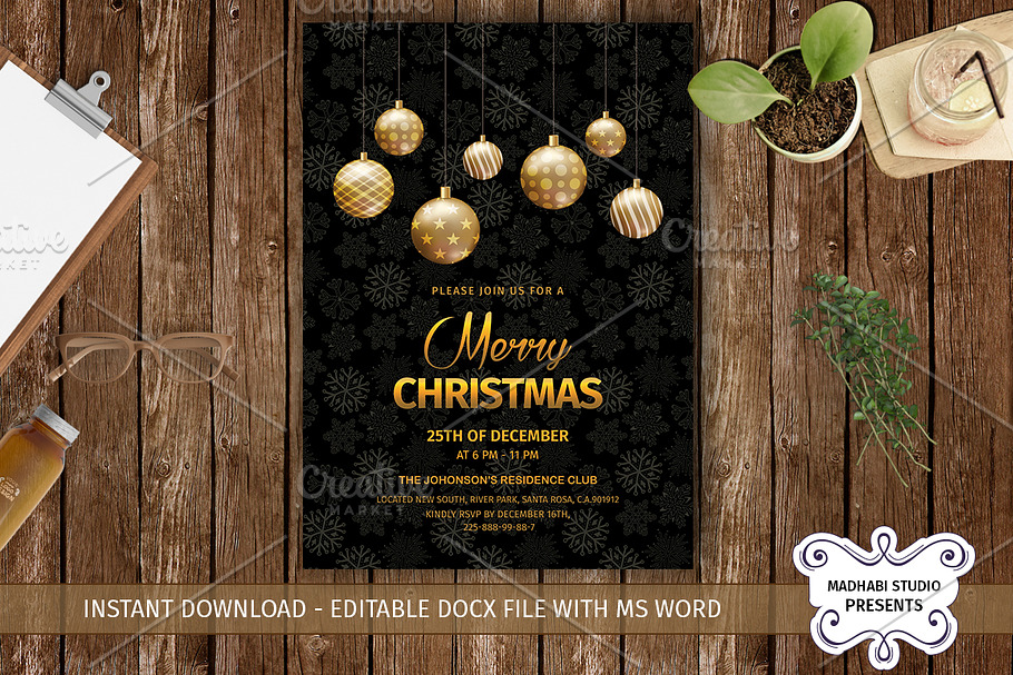 Merry Christmas Invitations Template in Card Templates - product preview 8