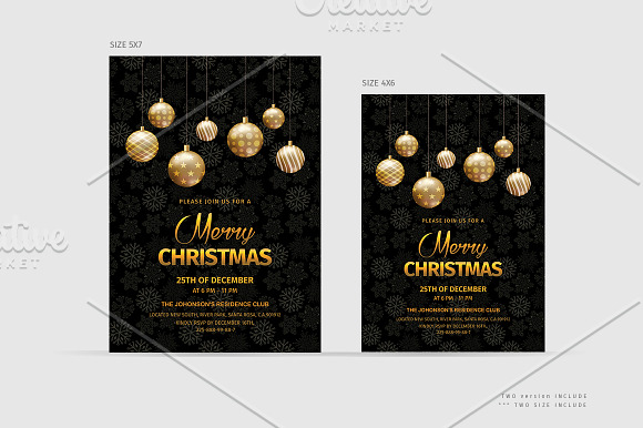 Merry Christmas Invitations Template in Card Templates - product preview 1