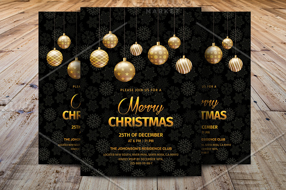 Merry Christmas Invitations Template in Card Templates - product preview 2