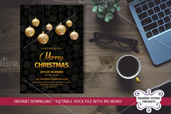Merry Christmas Invitations Template in Card Templates - product preview 3