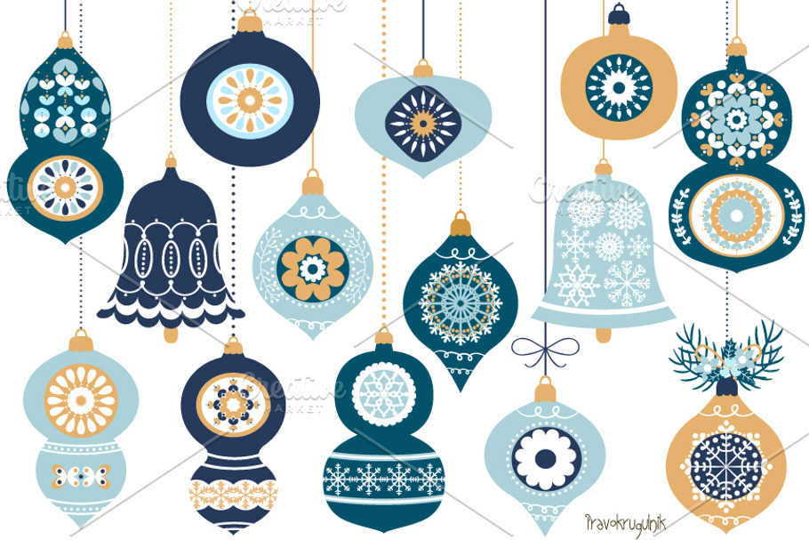 Blue Christmas ornaments collection