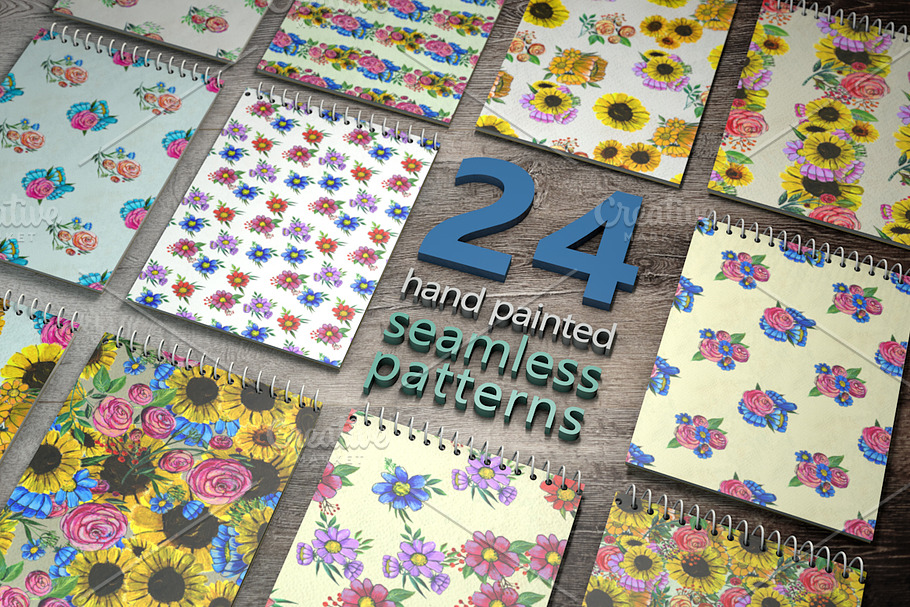 24 hand painted seamless patterns 2