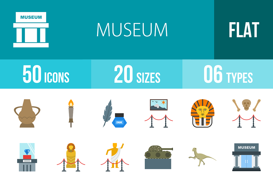 50 Museum Flat Icons in Graphics - product preview 8