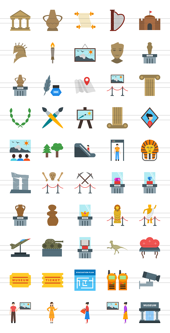 50 Museum Flat Icons in Graphics - product preview 1