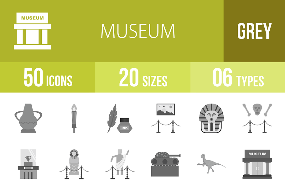 50 Museum Greyscale Icons
