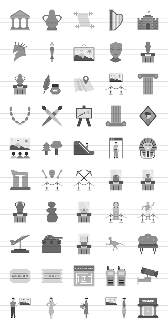 50 Museum Greyscale Icons in Graphics - product preview 1