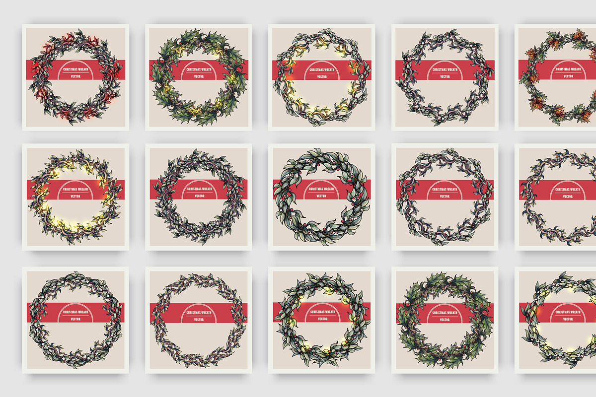 Christmas Winter Wreath set.  in Objects - product preview 8