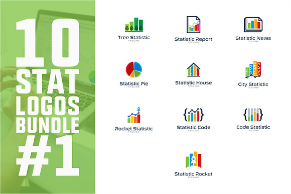10 Business Statistic Logo Bundle #1 in Logo Templates - product preview 2