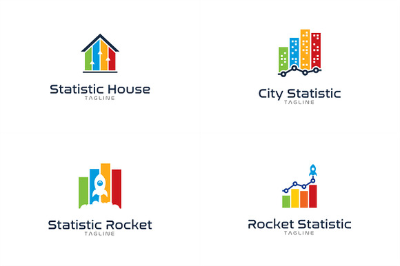 10 Business Statistic Logo Bundle #1 in Logo Templates - product preview 3