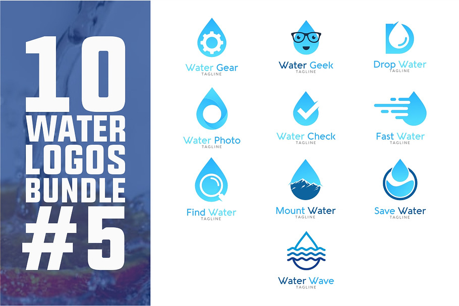10 Water Logo Bundle #5 in Logo Templates - product preview 8