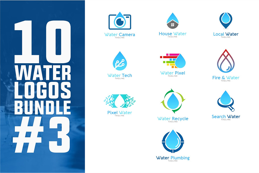 10 Water Logo Bundle #3 in Logo Templates - product preview 8