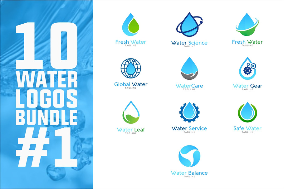 10 Water Logo Bundle #1 in Logo Templates - product preview 8