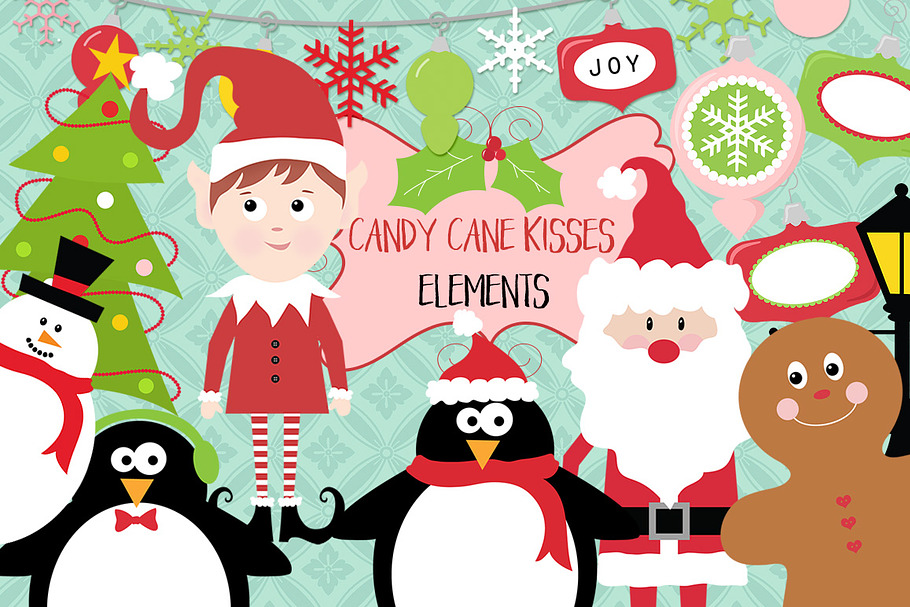 Candy Cane Kisses Christmas Clip-Art