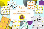 Memphis style seamless patterns