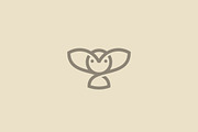 Owl vector logo. Line bird logotype
