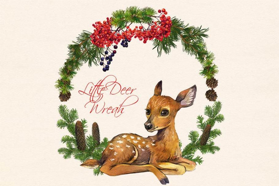 Little Deer watercolor clip art