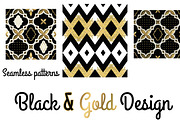 Set of 3 GOLD & Black patterns