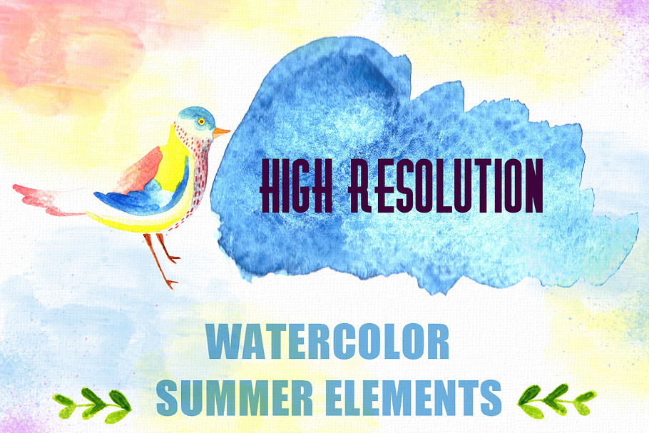 44 High Res Watercolor Elements