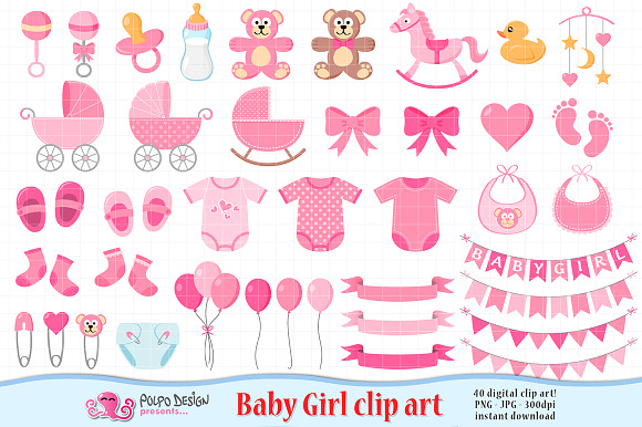 Baby Girl clipart in Objects - product preview 1