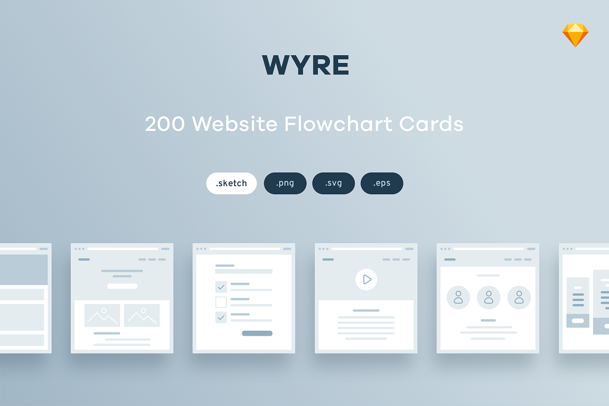 200 Flowchart Cards for Sketch in Wireframe Kits - product preview 8