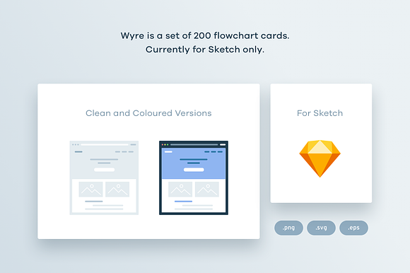 200 Flowchart Cards for Sketch in Wireframe Kits - product preview 1