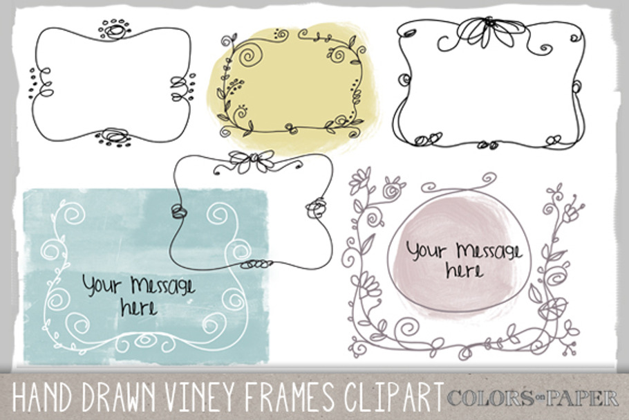 Viney Frames Doodle Clipart/Brushes in Illustrations - product preview 8