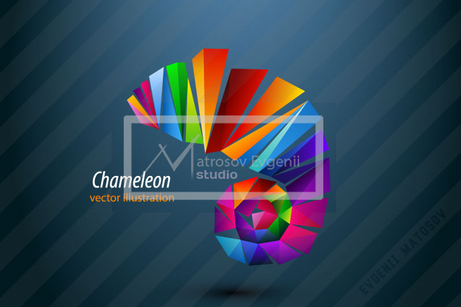 Chameleon from triangles. Logo