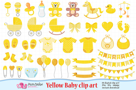 Yellow Baby clipart in Objects - product preview 1