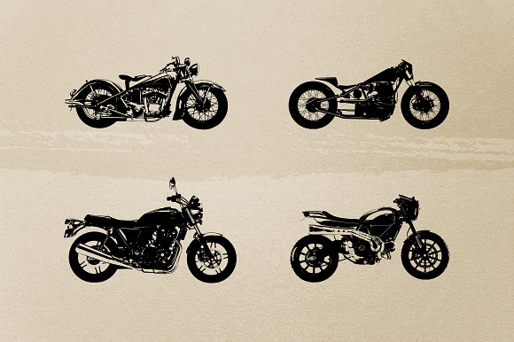 Vintage Motorcycle Silhouettes in Objects - product preview 4