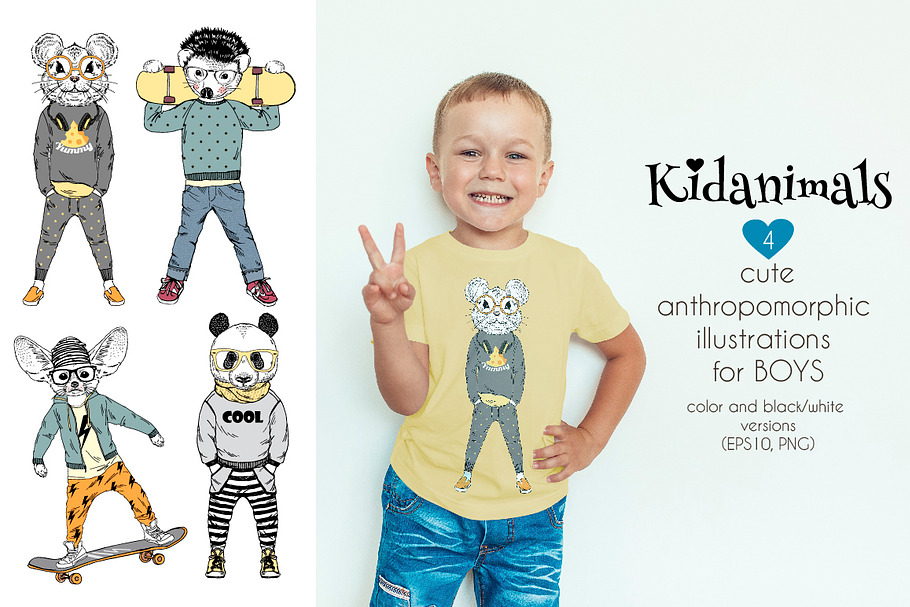 animals like kids for boys in Illustrations - product preview 8