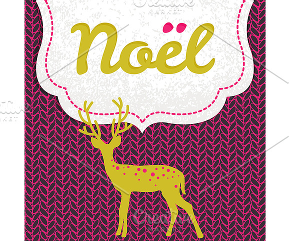 Christmas card with deer in Illustrations - product preview 1