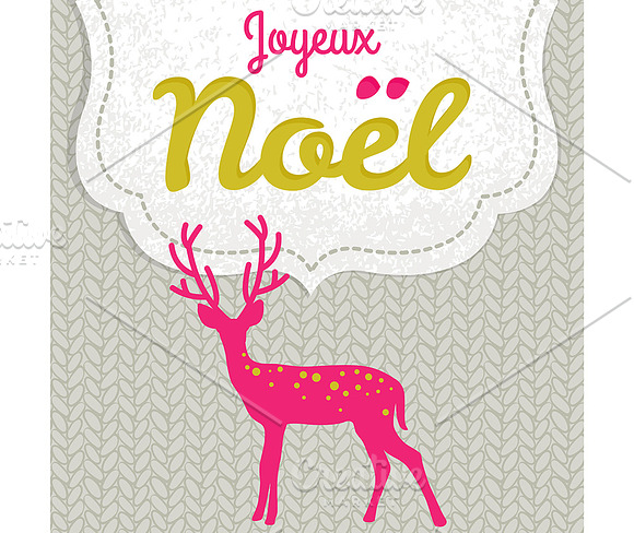 Christmas card with deer in Illustrations - product preview 2