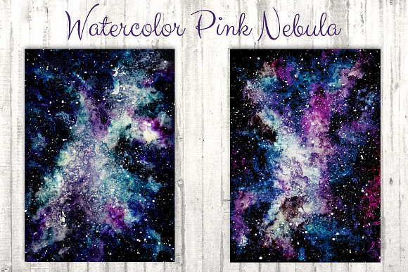 Watercolor Pink Nebula Collection in Illustrations - product preview 3