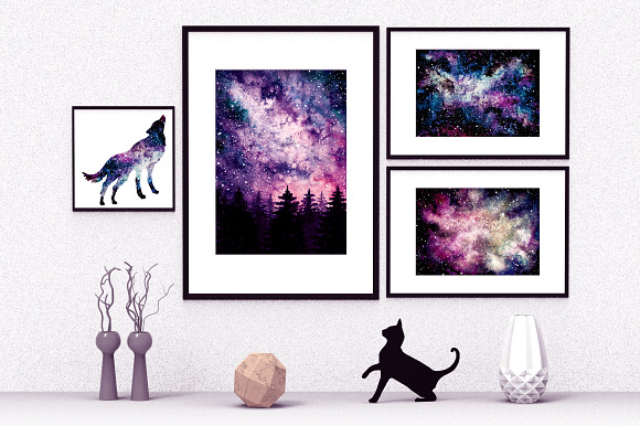 Watercolor Pink Nebula Collection in Illustrations - product preview 4