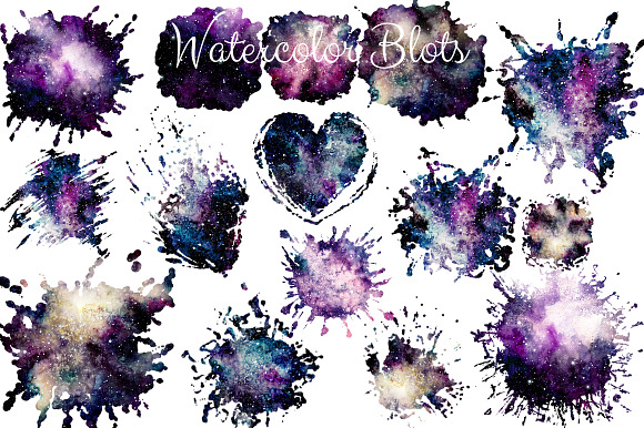 Watercolor Pink Nebula Collection in Illustrations - product preview 6