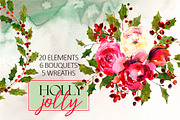 Holly Steams Christmas Watercolors