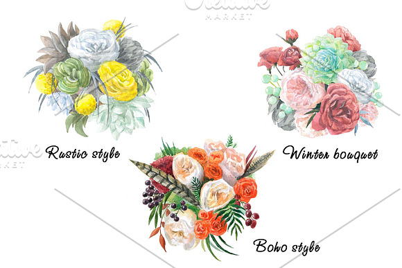 Watercolor autumn bouquets. in Illustrations - product preview 1