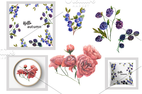 Watercolor autumn bouquets. in Illustrations - product preview 3
