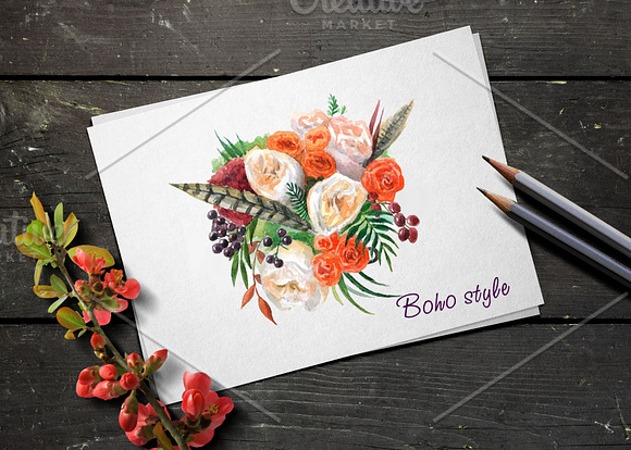 Watercolor autumn bouquets. in Illustrations - product preview 5