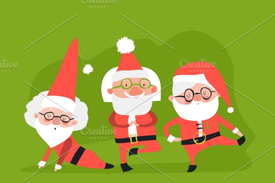 Santa claus doing yoga in Illustrations - product preview 8