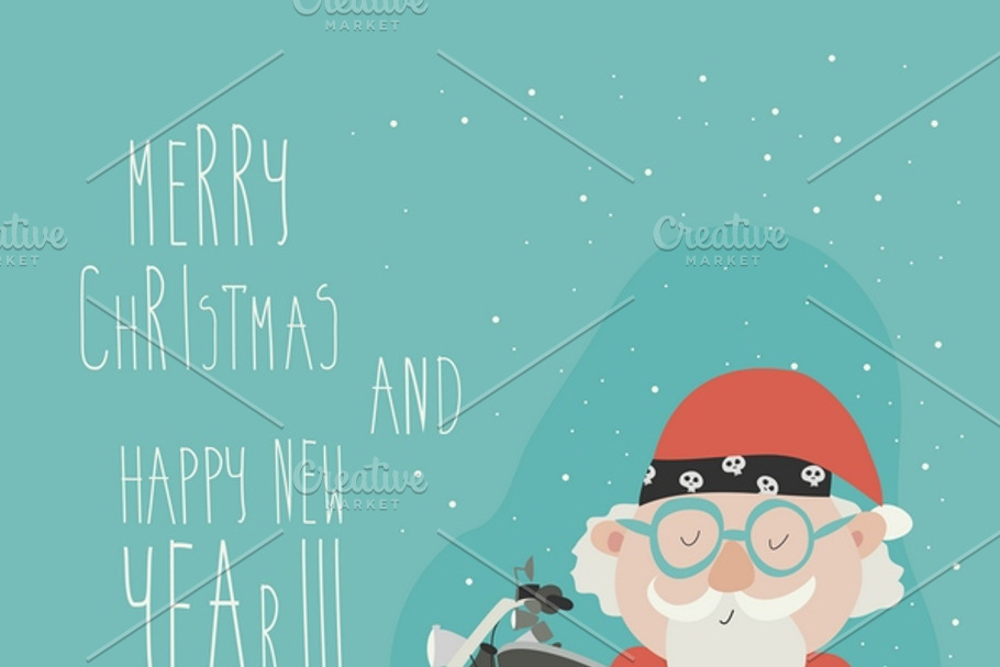 Santa Claus with motorcycle in Illustrations - product preview 8