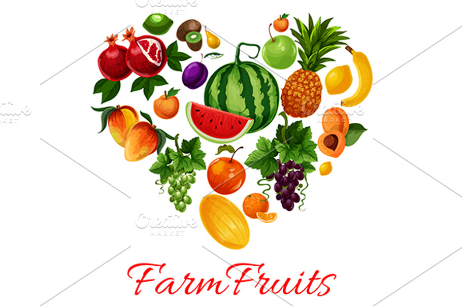 Fruits icons in heart shape in Graphics - product preview 8
