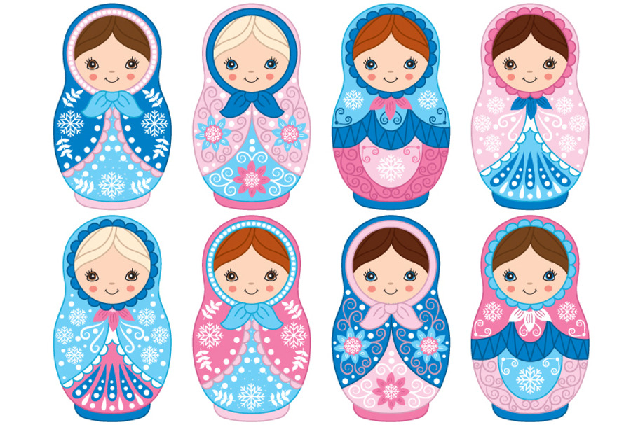 Vector Winter Matryoshka Set in Illustrations - product preview 8