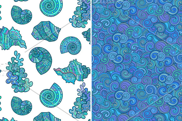 Vector Marine life doodle set. in Patterns - product preview 2