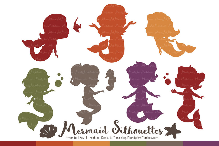 Mermaid Silhouettes in Autumn in Illustrations - product preview 8
