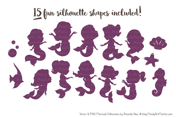 Mermaid Silhouettes in Autumn in Illustrations - product preview 1