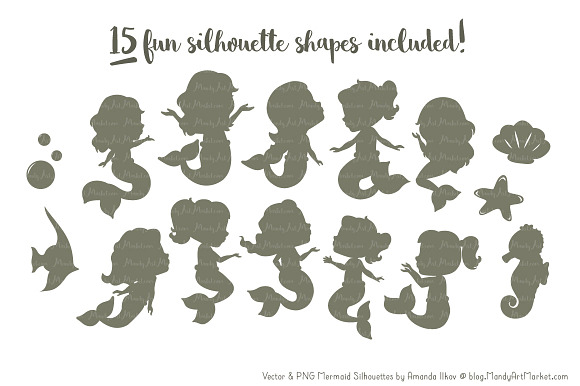 Mermaid Silhouettes in Antique Peach in Illustrations - product preview 1