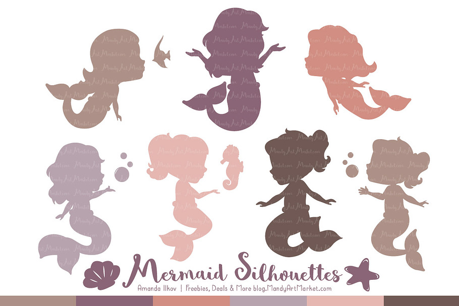 Mermaid Silhouettes in Buff in Illustrations - product preview 8